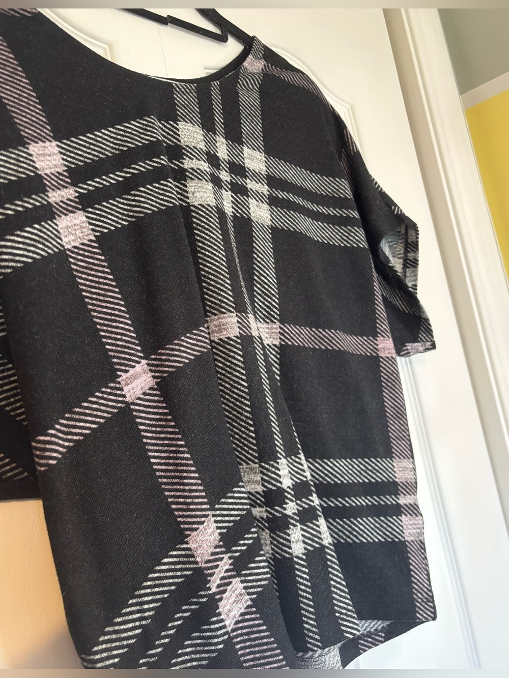 Cleo Plaid Boatneck Knit Top - Picture 2 of 4